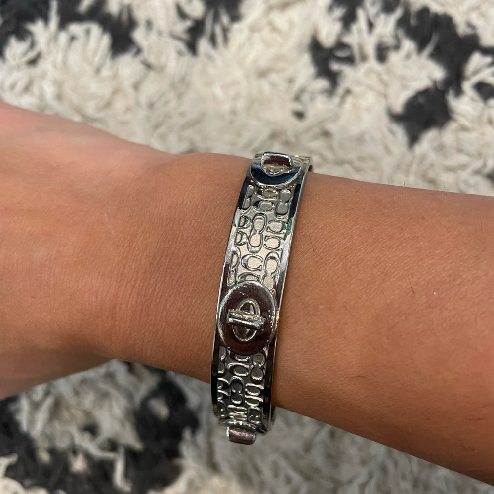 Coach Silver Bracelet with Logo Design